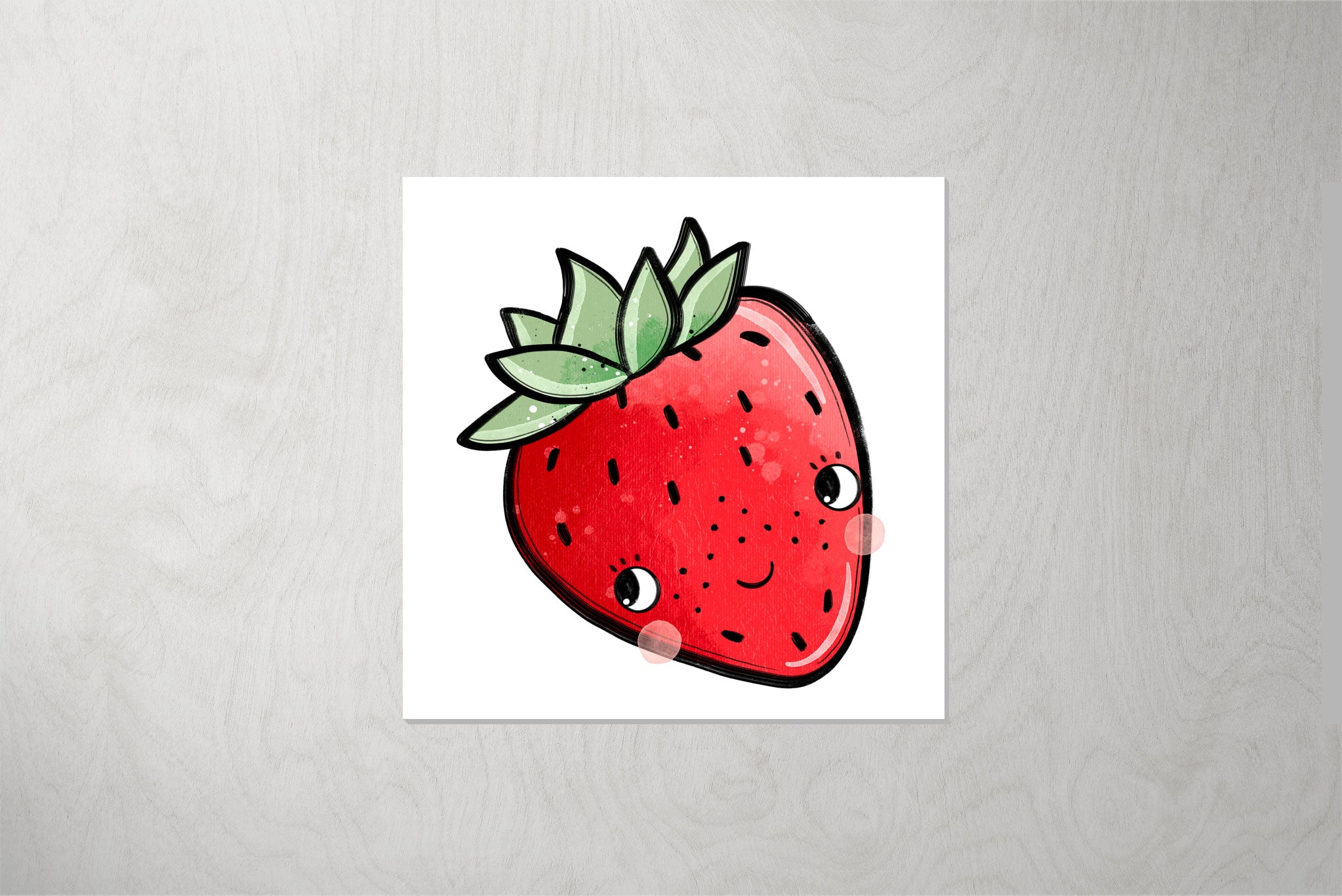 Kunstleder Patch "Erdbeeri" 3,5 x 3,5 cm