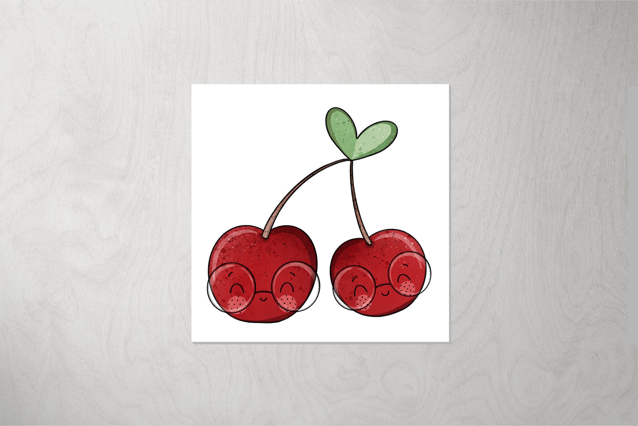 Kunstleder Patch "Fruchtsalat Kirsche" 3,5 x 3,5 cm