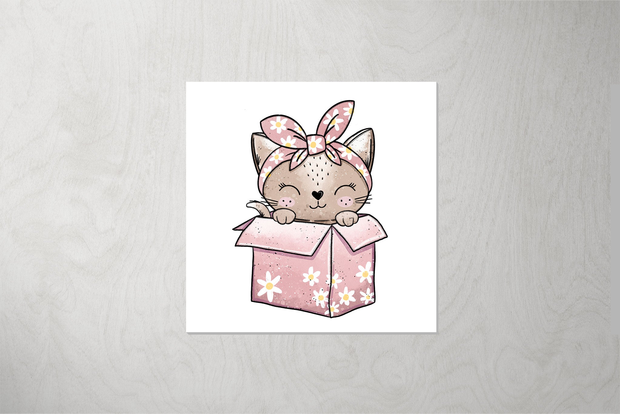 Kunstleder Patch "Kitty in a Box" 3,5 x 3,5 cm