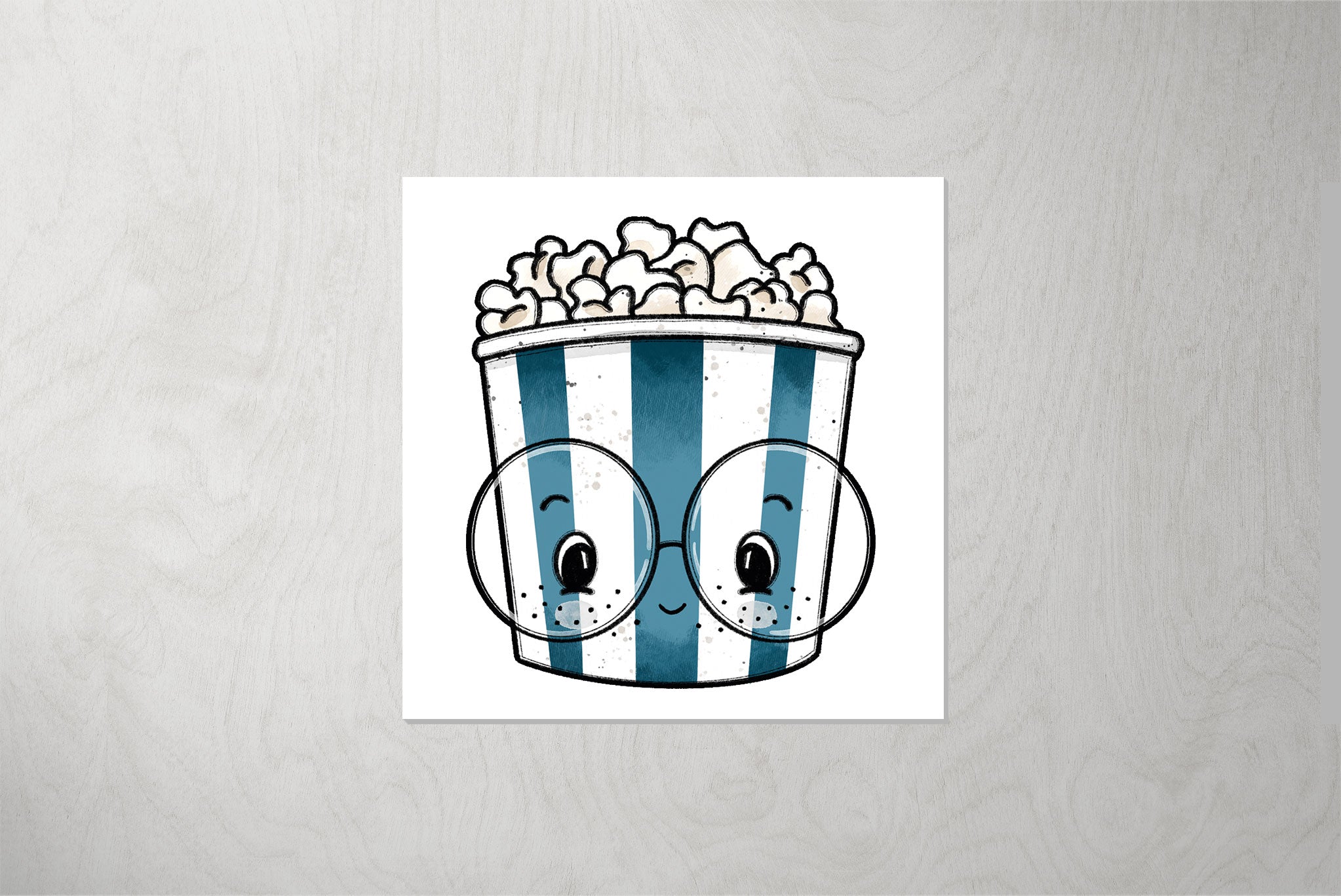 Kunstleder Patch "Popcornbox blau" 3,5 x 3,5 cm