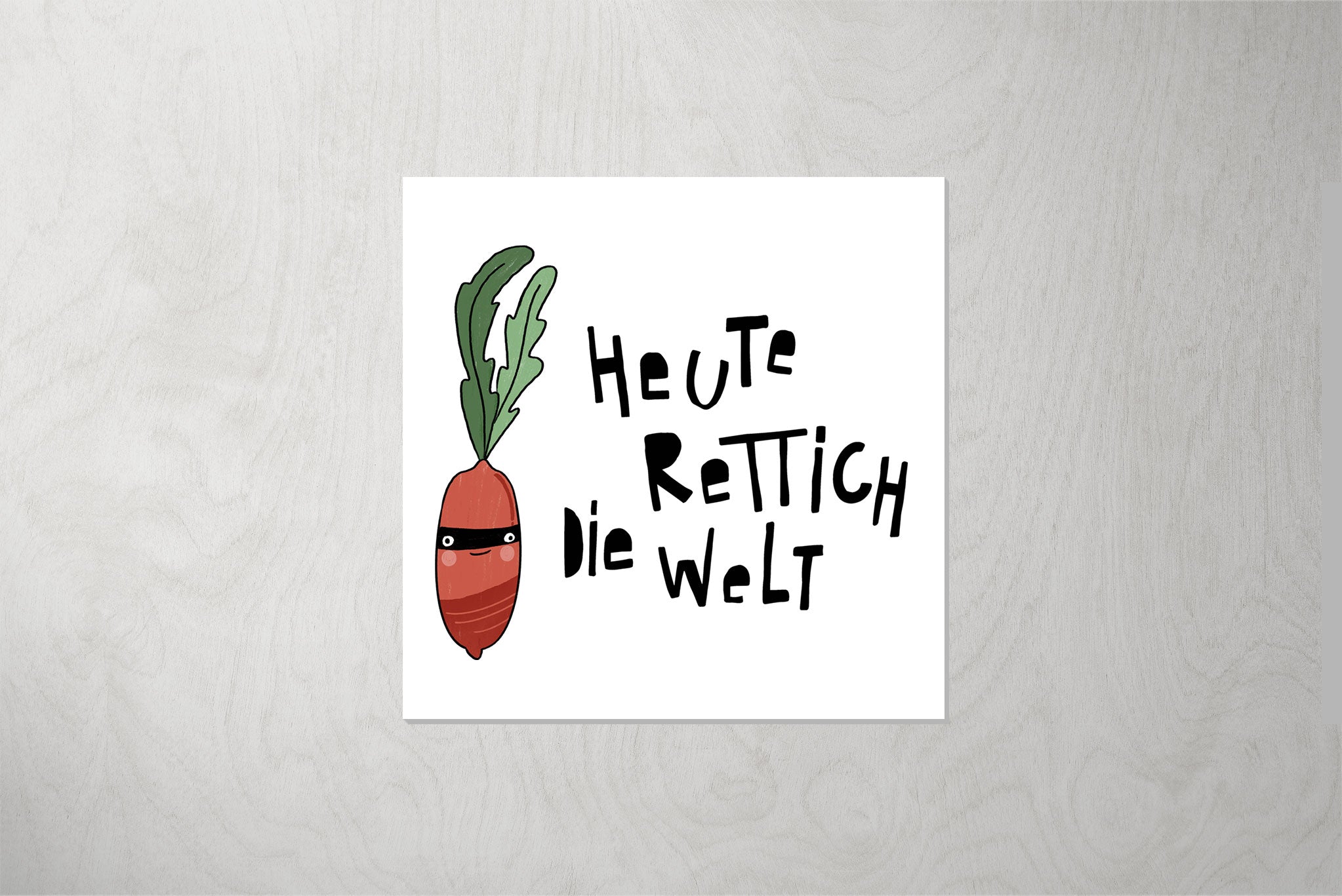 Kunstleder Patch "Rettich Lang mit Text" 3,5 x 3,5 cm