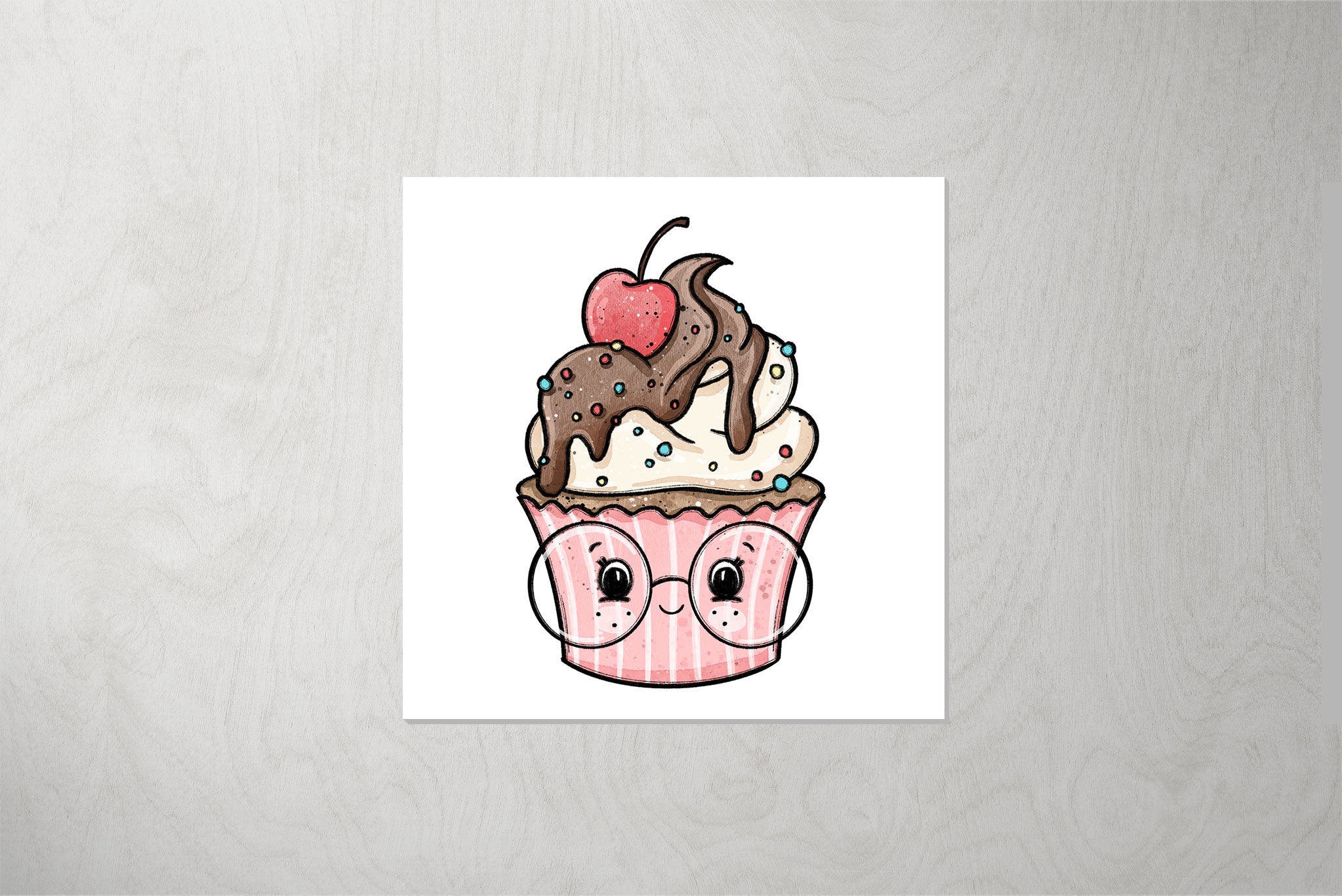 Kunstleder Patch "Sweet Cupcake cherry" 3,5 x 3,5 cm