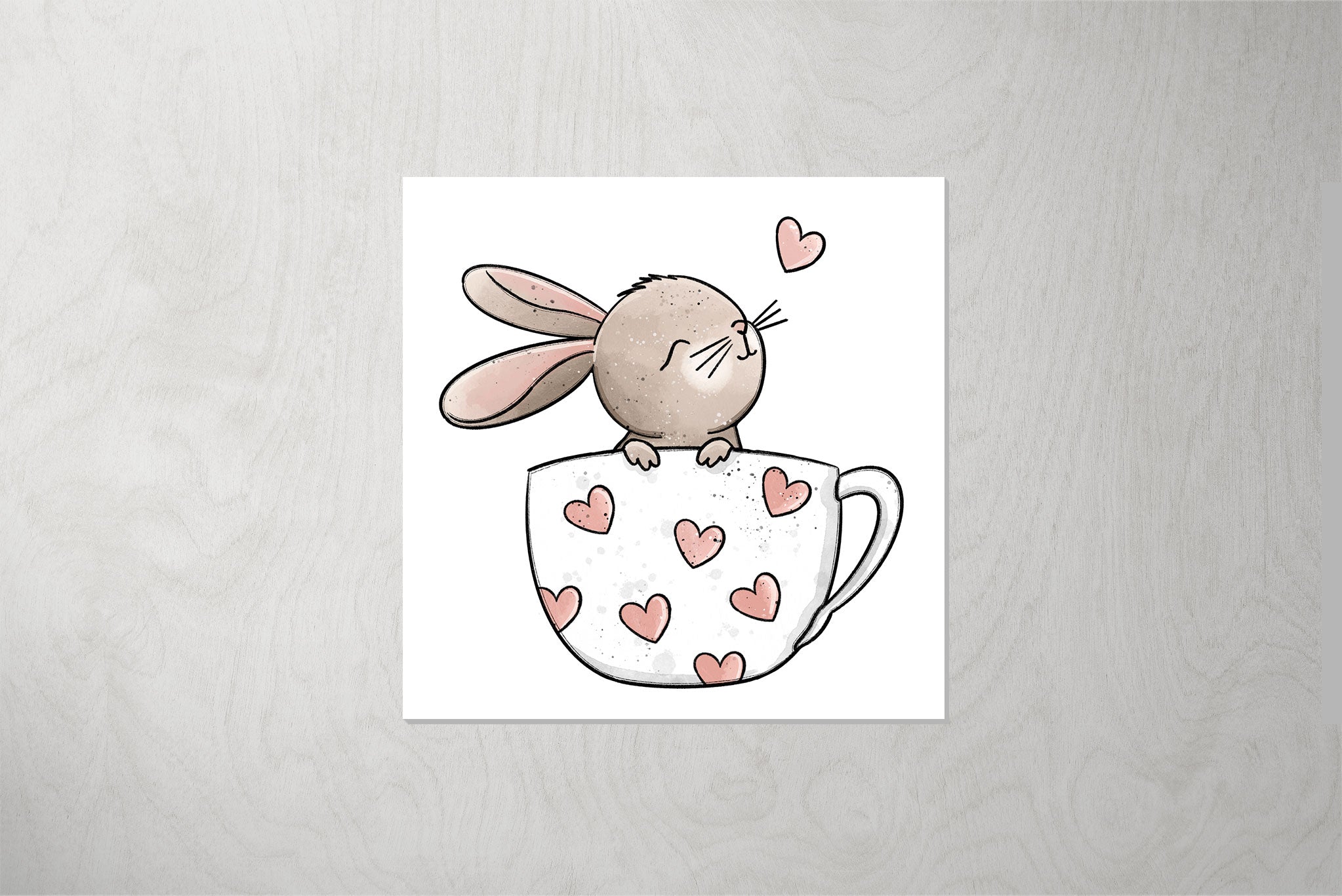 Kunstleder Patch "Tassenhase rosa" 3,5 x 3,5 cm