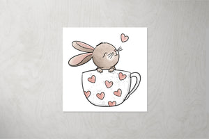 Kunstleder Patch "Tassenhase rosa" 3,5 x 3,5 cm