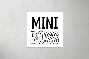 Kunstleder Patch "Mini Boss" weiß 3,5 x 3,5 cm