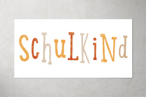 Kunstleder Patch "Schulkind" orange 7,2 x 3,5 cm