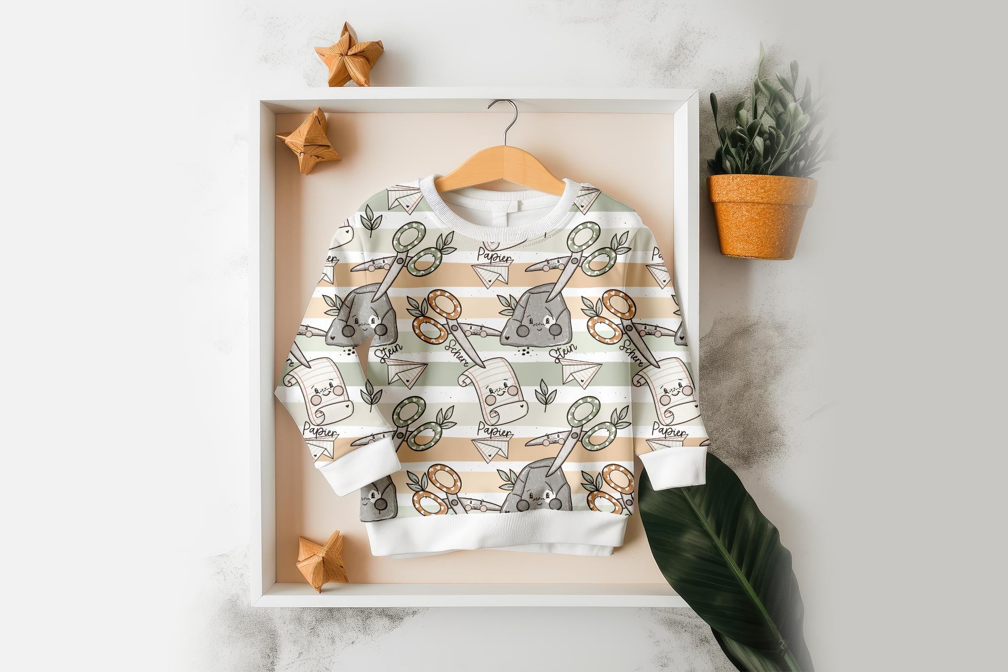 Supersoft Premium Frottee Jersey "Schere Stein Papier" 0,5 m