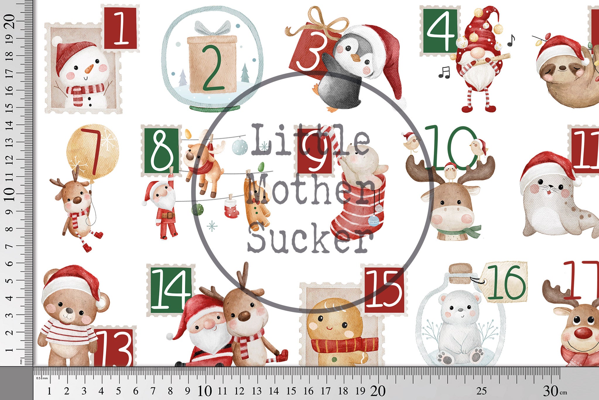 Bügelbild "Loras Adventskalender" 24er Set Lager