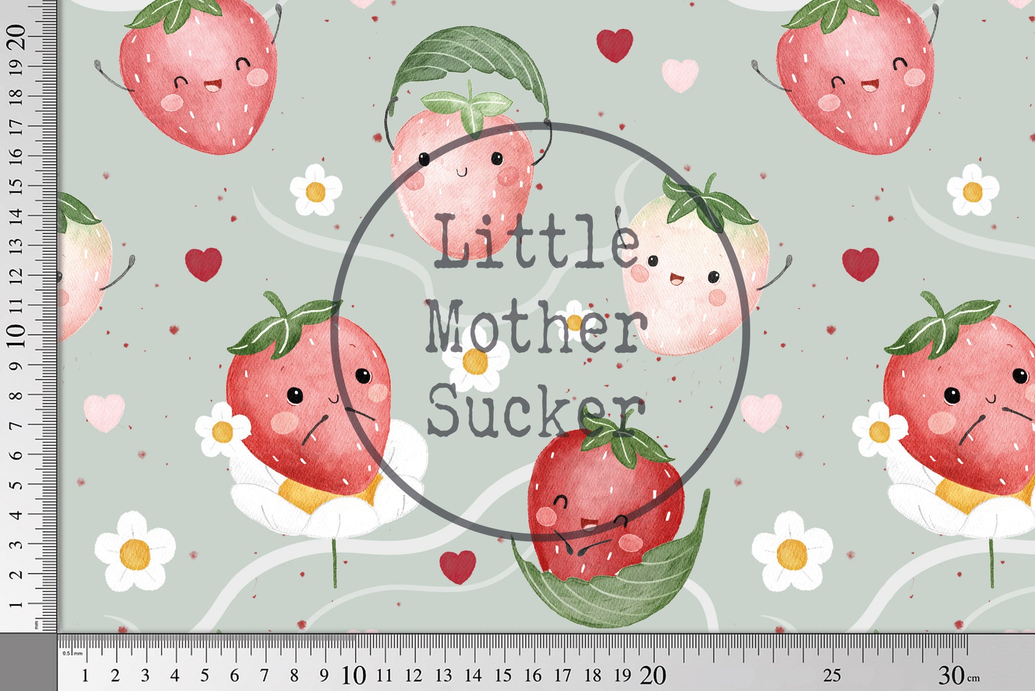 BIO French Terry "Sweet Strawberries" green groß 0,5 m Lager