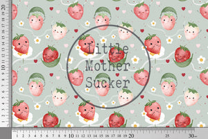 BIO French Terry "Sweet Strawberries" COLLECTION 0,5 m Lager