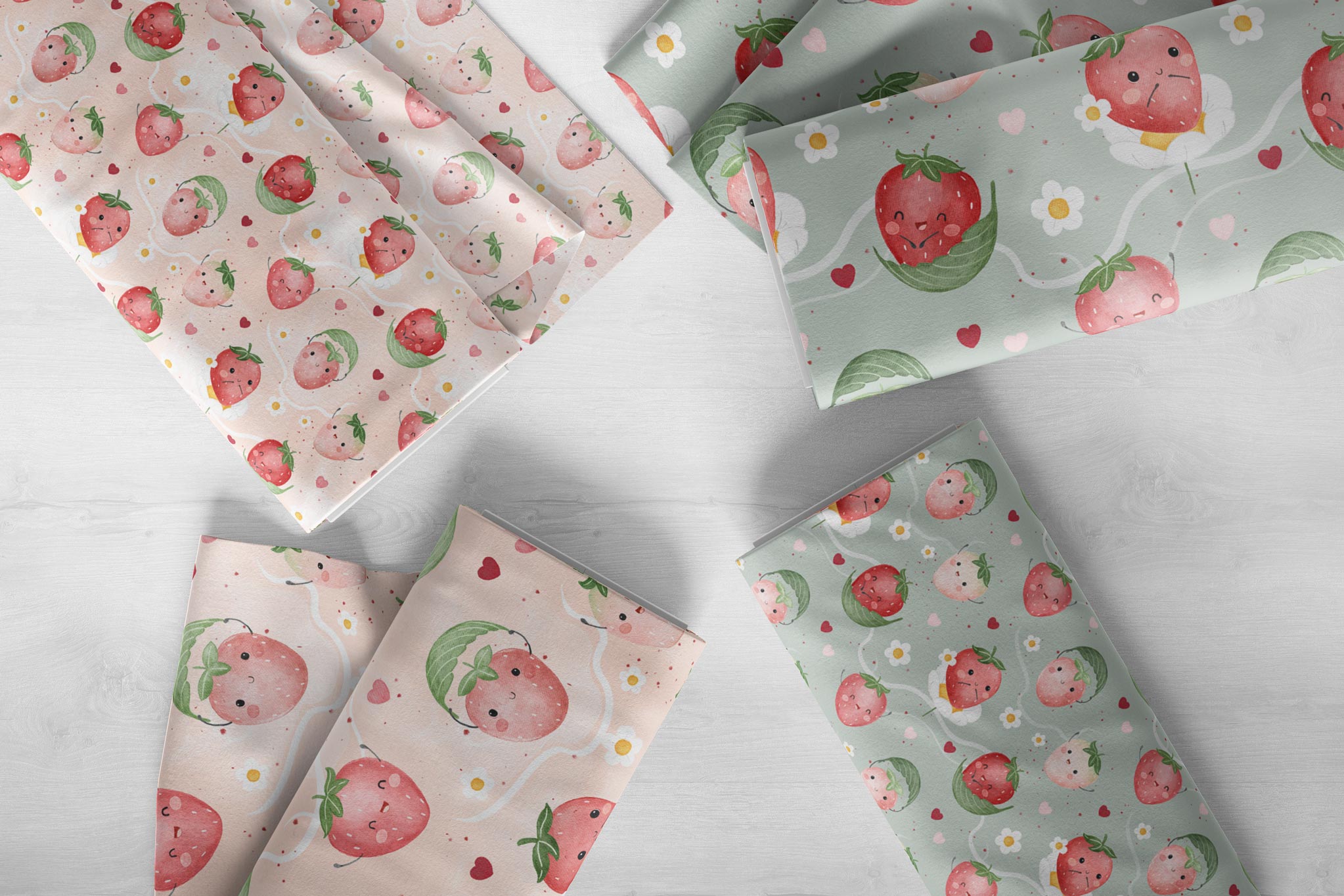 BIO French Terry "Sweet Strawberries" COLLECTION 0,5 m Lager