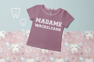 Bügelbild "Madame Wackelzahn" weiß