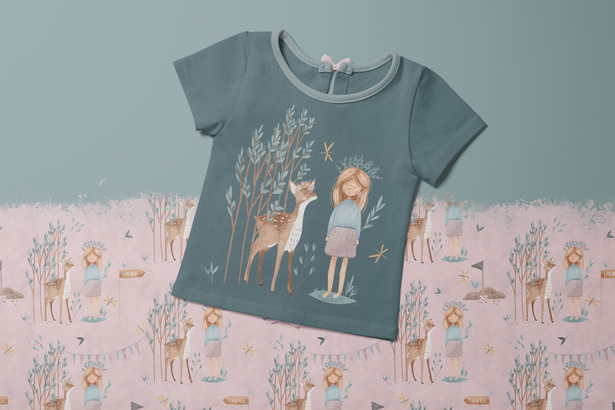 Bügelbild "Mae Collection" Mädchen mit Reh