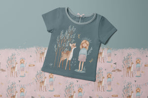 Bügelbild "Mae Collection" Mädchen mit Reh