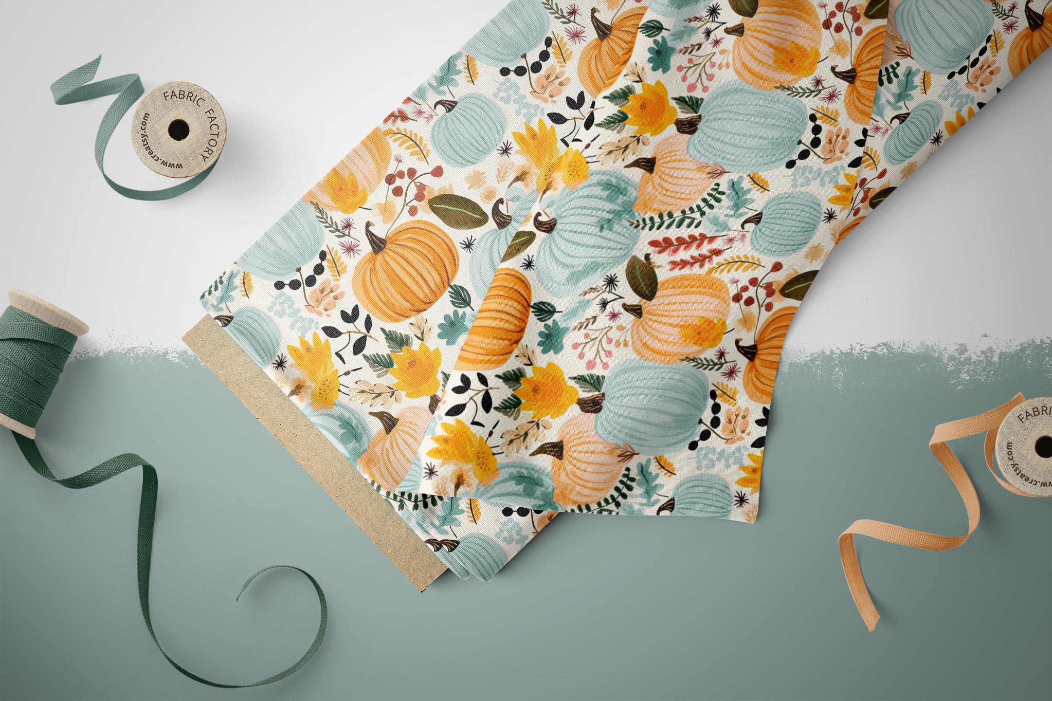 Design "Kürbispracht" blue 0,5 m