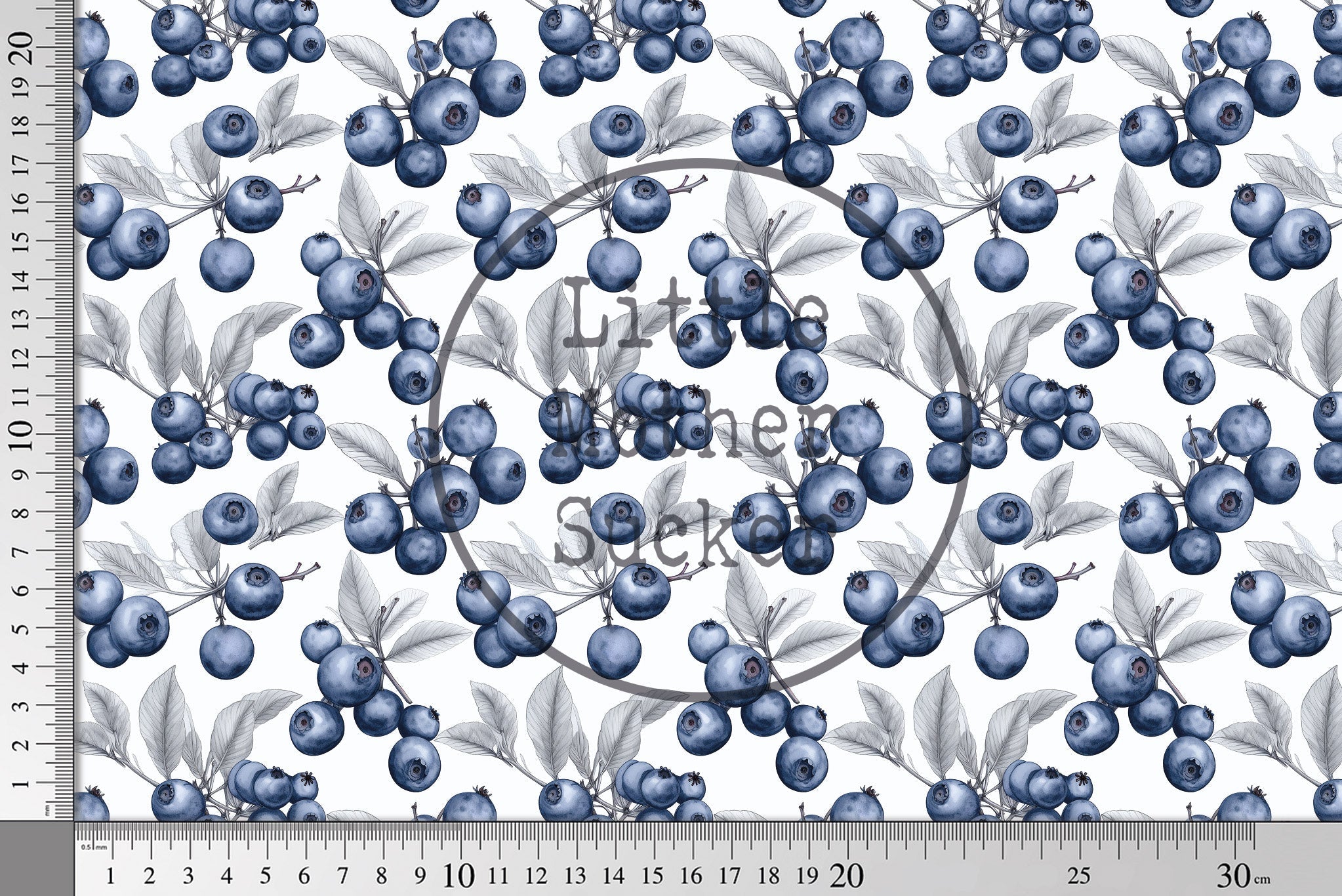 BIO Baumwoll Satin "Sketched Blueberries" klein 0,5 m