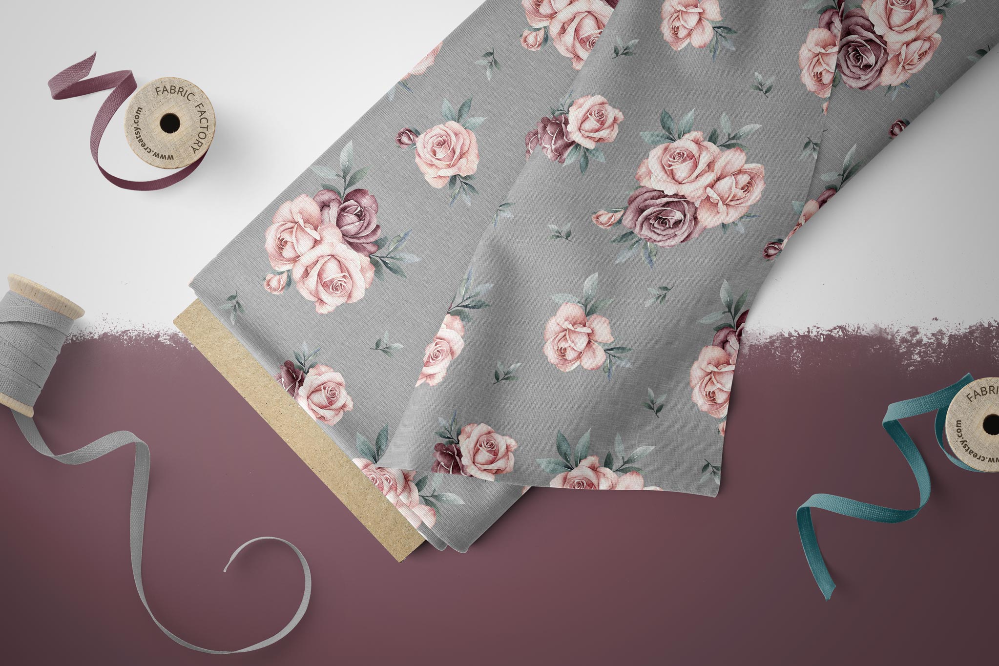 Supersoft Premium French Terry "Rosie Roses" silver solid 0,5 m