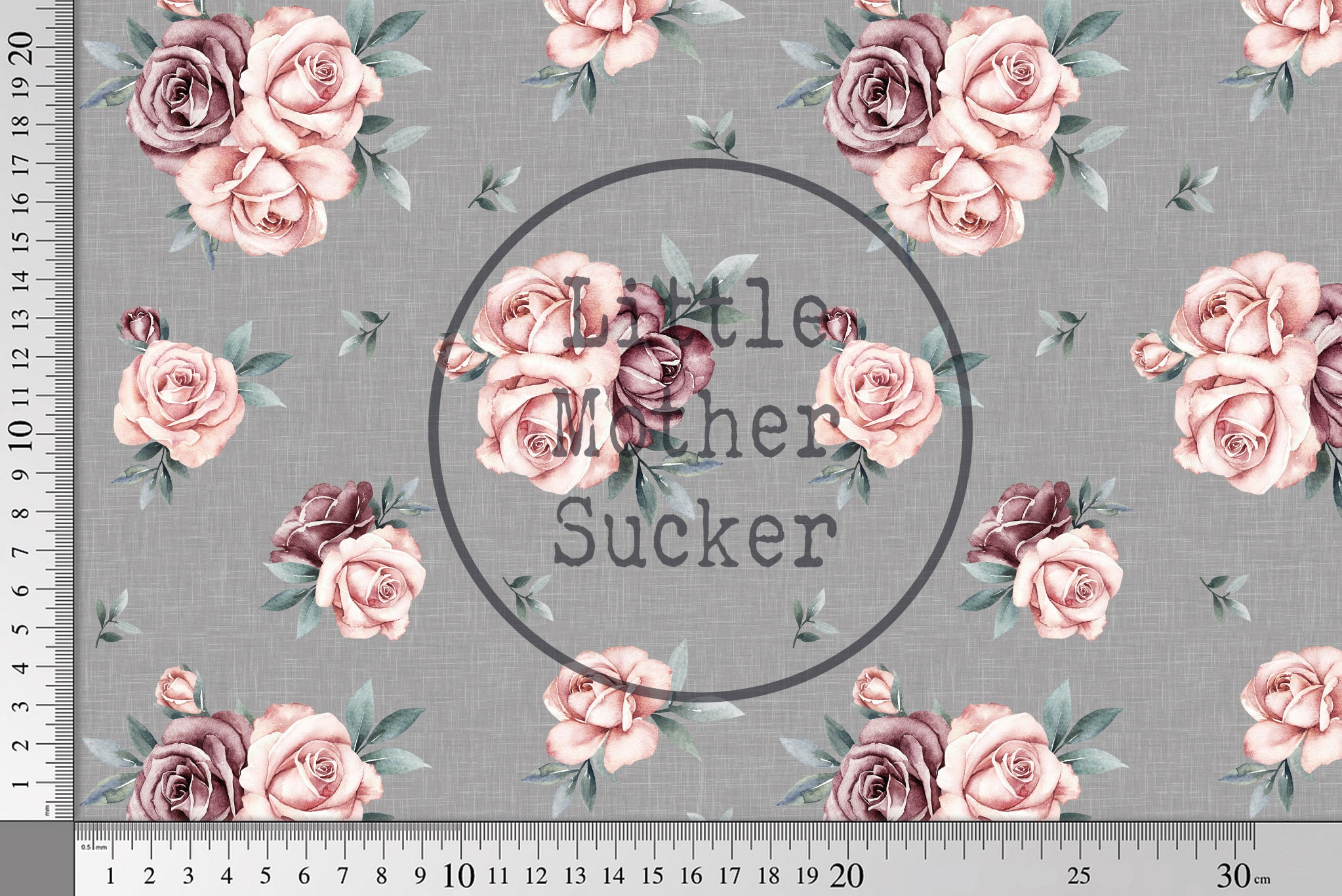 Supersoft Premium French Terry "Rosie Roses" silver solid 0,5 m