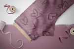 Lade das Bild in den Galerie-Viewer, Premium BIO French Terry "Jeansoptik LMS Herzen Denim" Berry Dark 0,1 m
