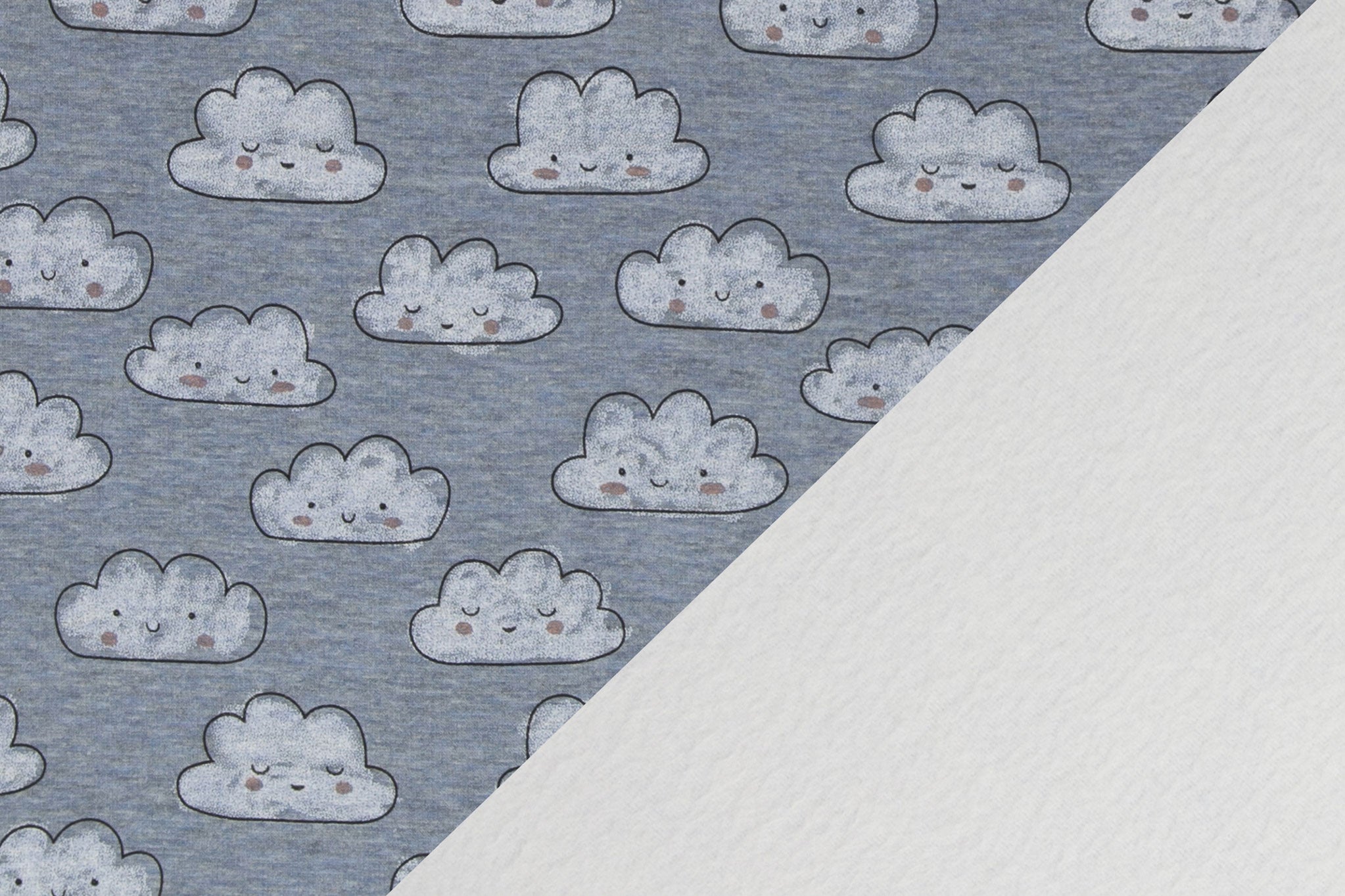 Alpenfleece meliert Blau "Wolken" 0,1 m