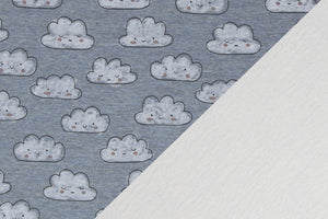 Alpenfleece meliert Blau "Wolken" 0,1 m