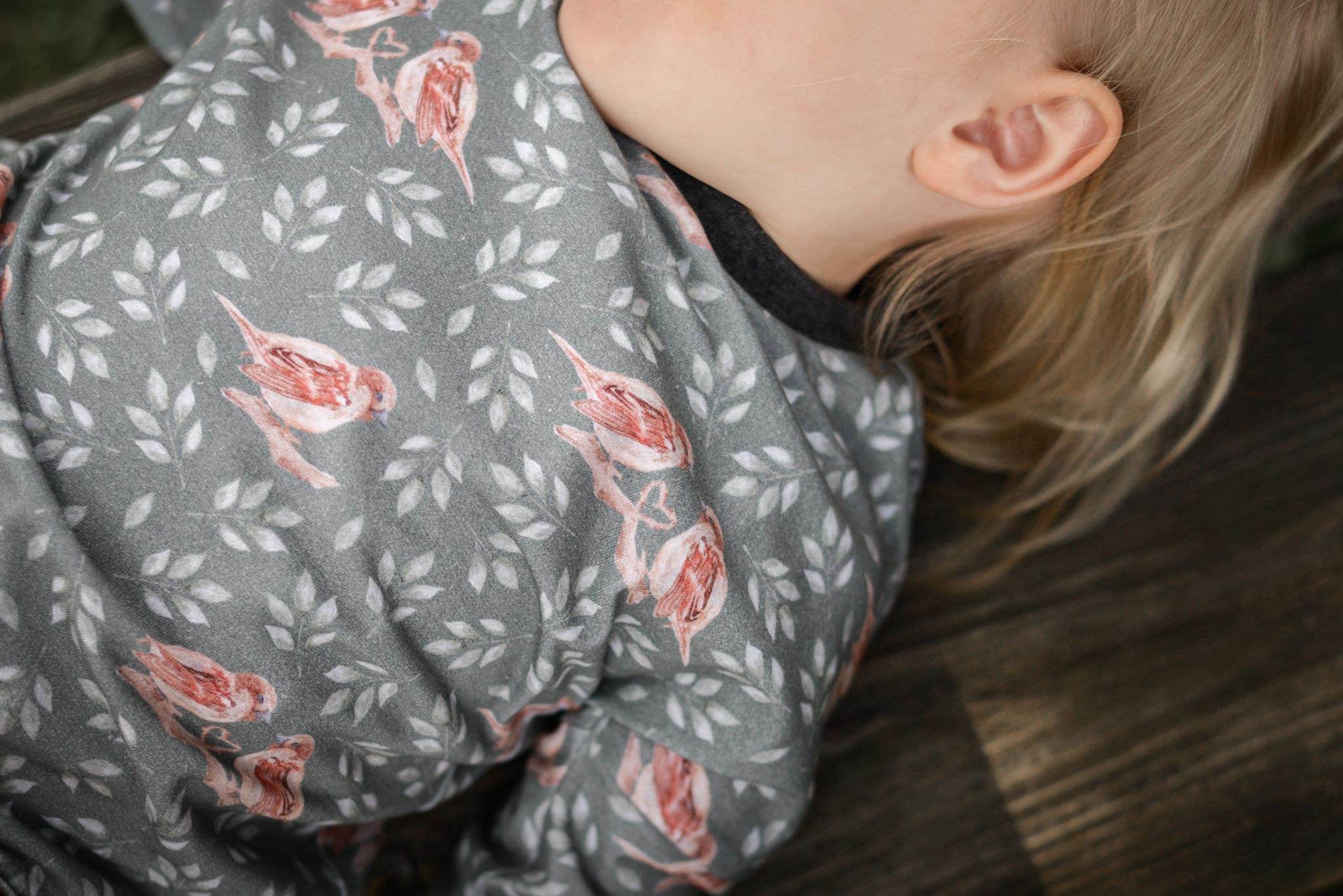 Supersoft Premium French Terry "Spatzenliebe" olive 0,5 m
