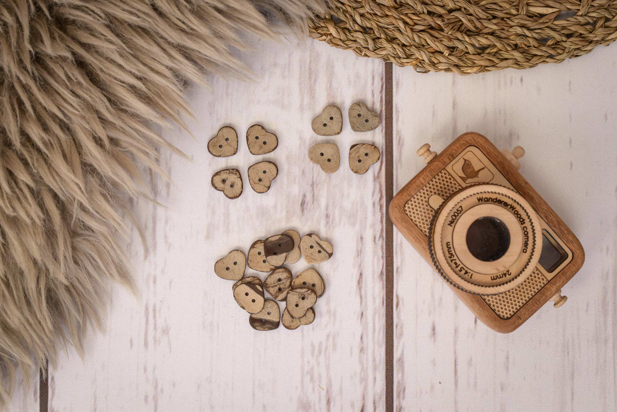 Kokosknöpfe Herz 2 cm (5 Stück)