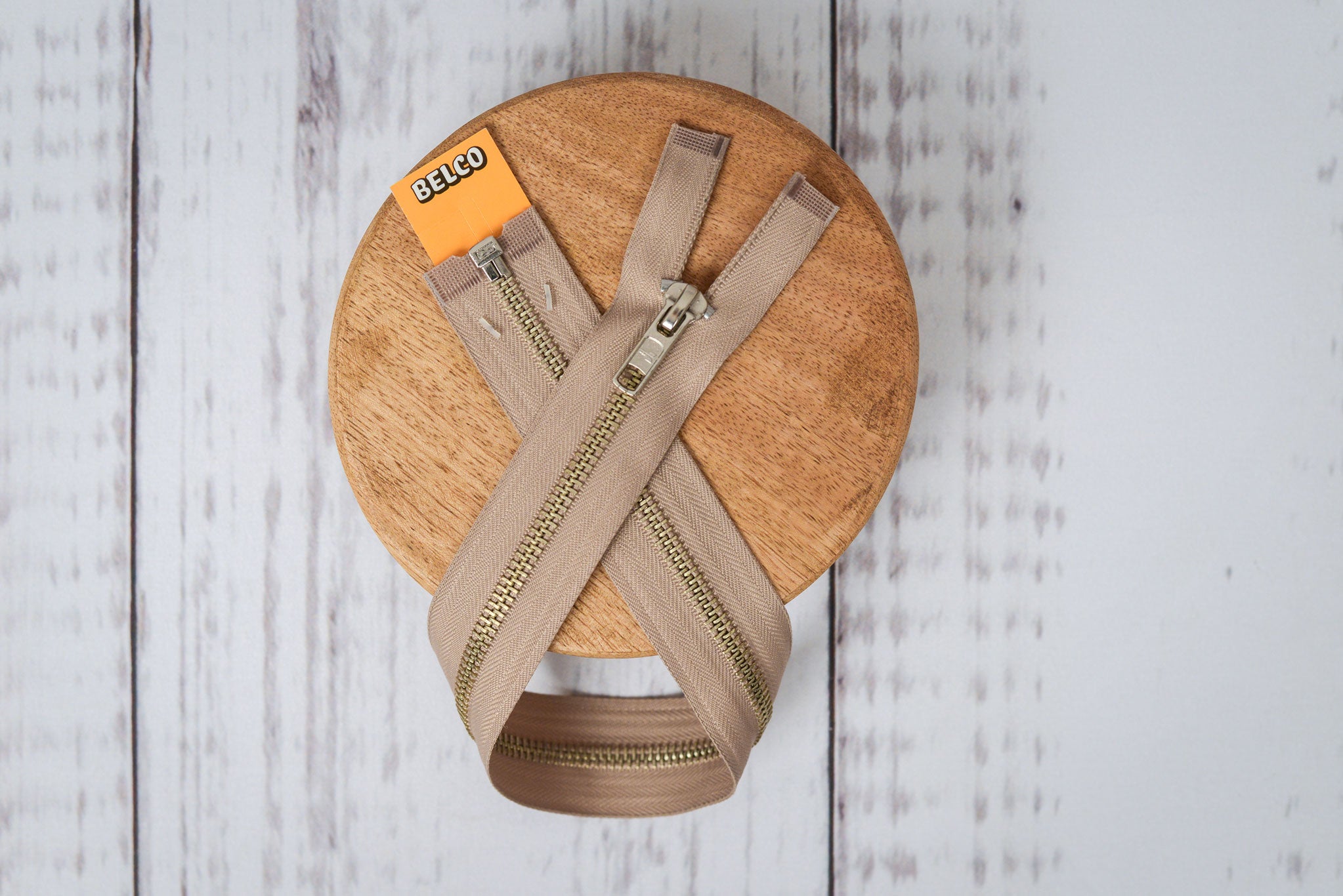 Metall Reißverschluss (teilbar) 45 cm mittel beige