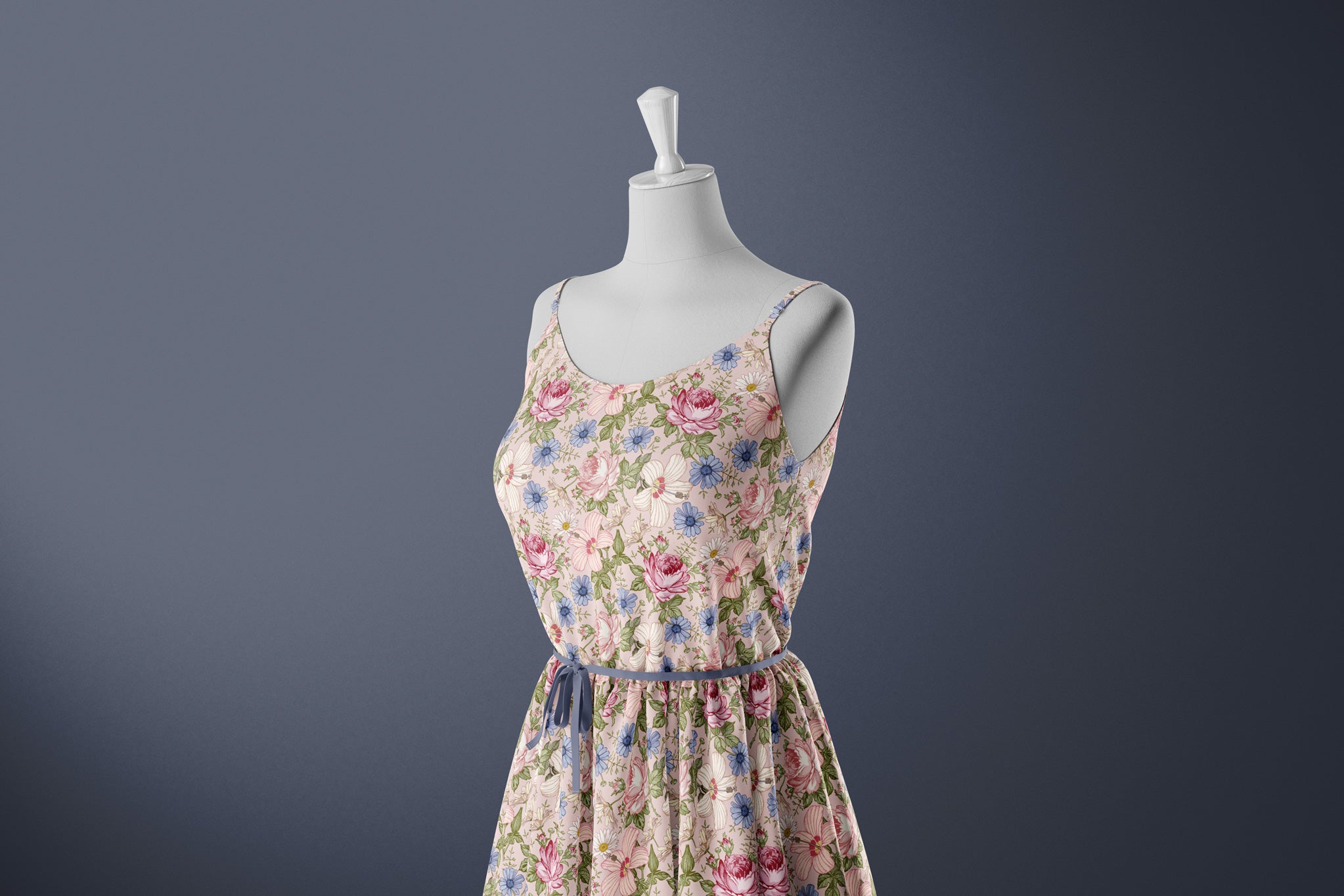 Premium BIO Jersey "Vintage Flowers" delicate blush klein 0,5 m