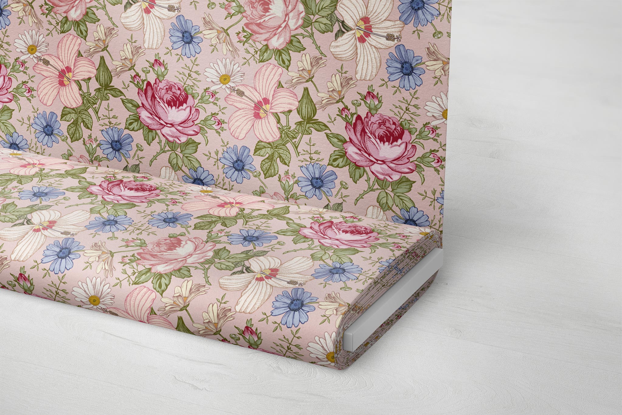 Premium BIO Jersey "Vintage Flowers" delicate blush klein 0,5 m
