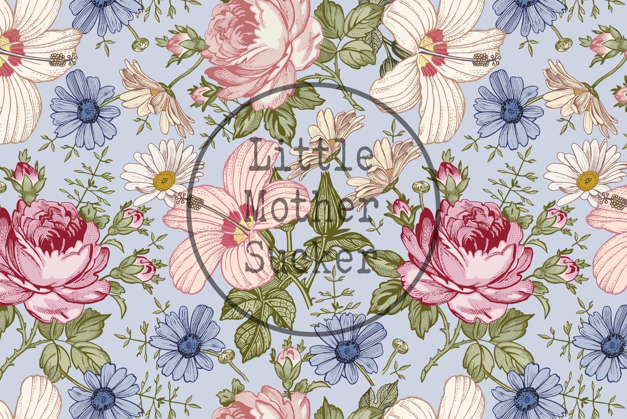 Ripp Jersey "Vintage Flowers" smoke klein 0,5 m