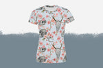 Lade das Bild in den Galerie-Viewer, Shirt Damen &quot;Memento mori&quot; aquamarin Schädel und Blumen

