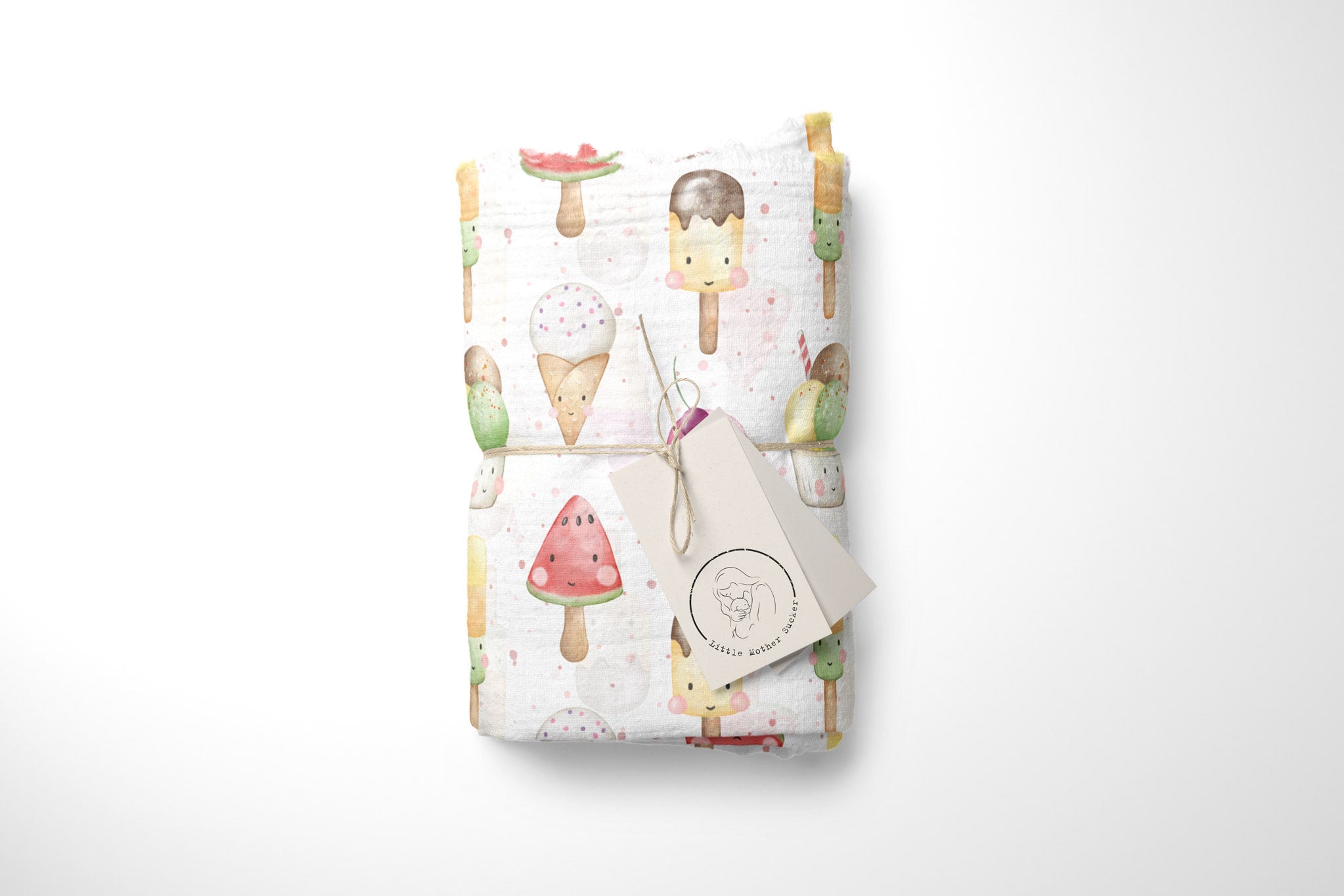 Musselin "Happy Ice Cream" white 0,5 m
