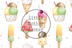 Lade das Bild in den Galerie-Viewer, Musselin &quot;Happy Ice Cream&quot; white 0,5 m
