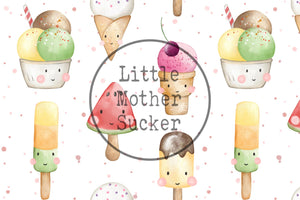 Musselin "Happy Ice Cream" white 0,5 m