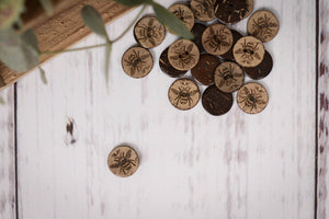 Kokosknöpfe Gravur Biene 2 cm (10 Stück)