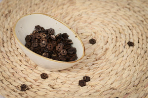 Kokosknöpfe Blümchen dunkel 1,1 cm (10 Stück)