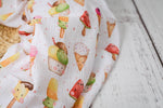 Lade das Bild in den Galerie-Viewer, Musselin &quot;Happy Ice Cream&quot; white 0,5 m
