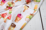 Lade das Bild in den Galerie-Viewer, Musselin &quot;Happy Ice Cream&quot; white 0,5 m
