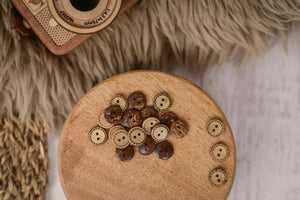 Kokosknöpfe Gravur Kreis 1,5 cm (10 Stück)