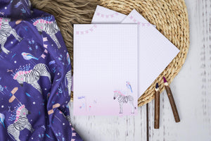 Notizblock kariert "Gabelracke und Zebra"