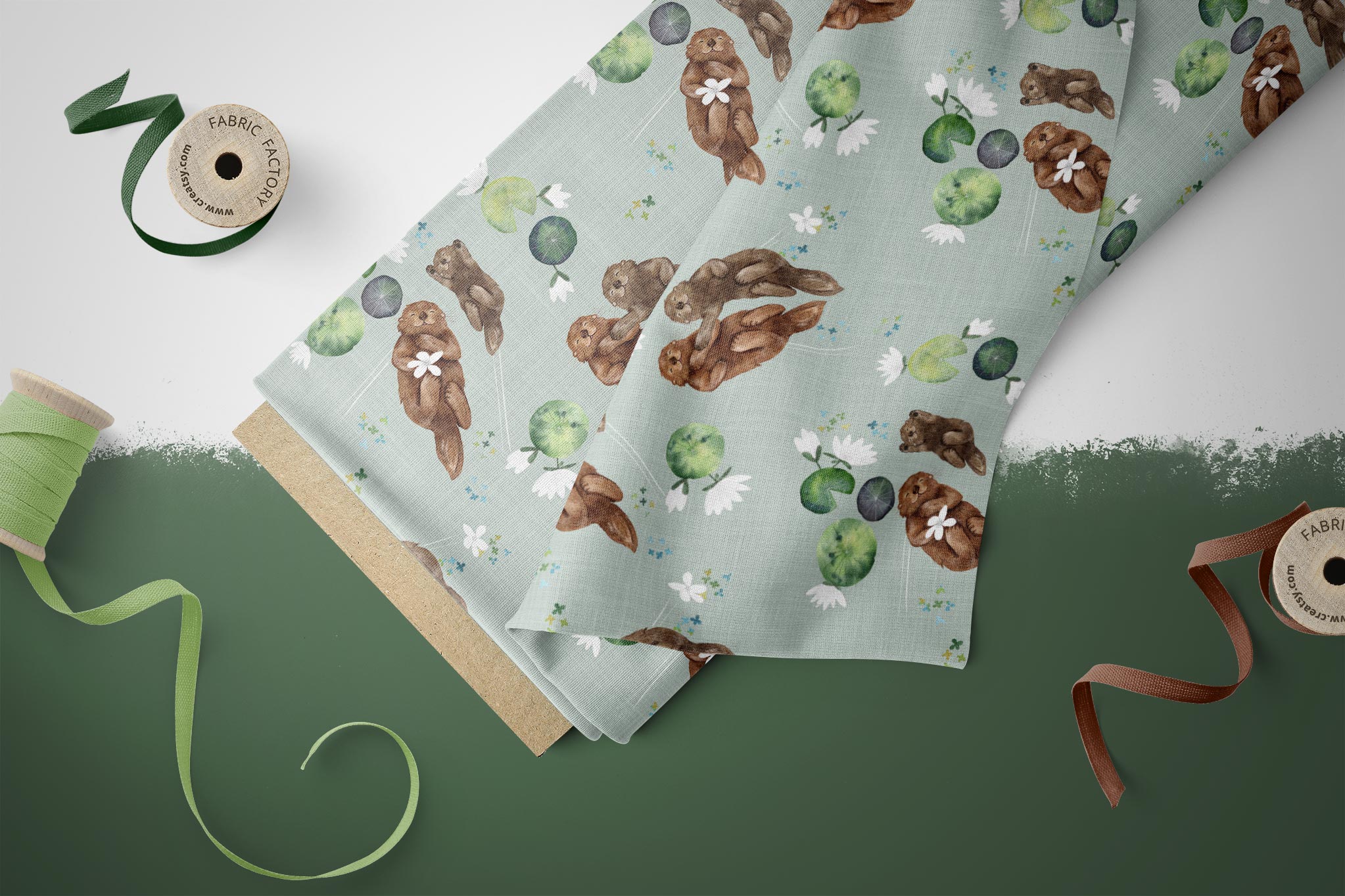 Premium BIO French Terry "Otterly Adorable" bamboo 0,5 m