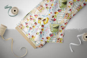 BIO French Terry "Berry go round" summer gingham 0,5 m
