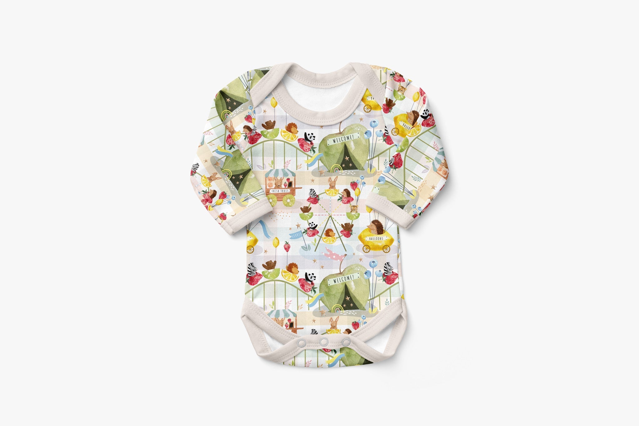 BIO French Terry "Berry go round" summer gingham 0,5 m