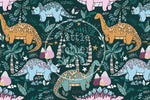 Lade das Bild in den Galerie-Viewer, Nylon (Ortalion) &quot;Dino Parade&quot; dark teal 0,5 m
