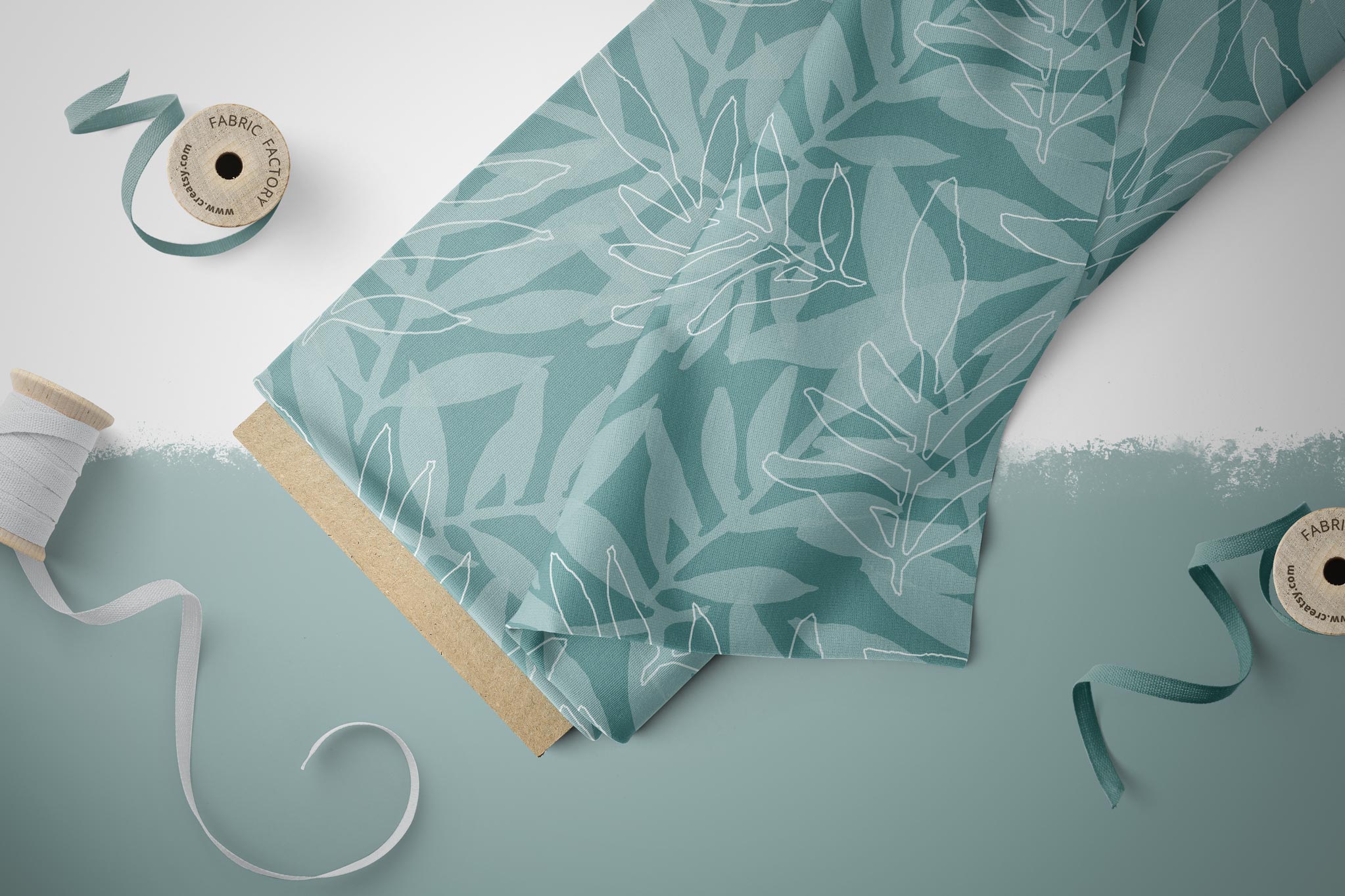 BIO Jersey "Basic Fronds" dark teal 0,5 m