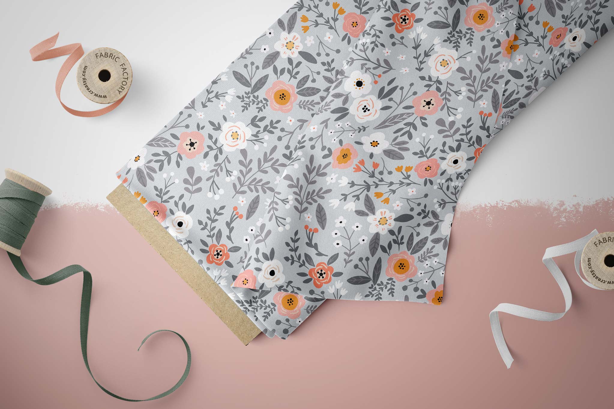 French Terry "Modern Roses" mint 0,5 m