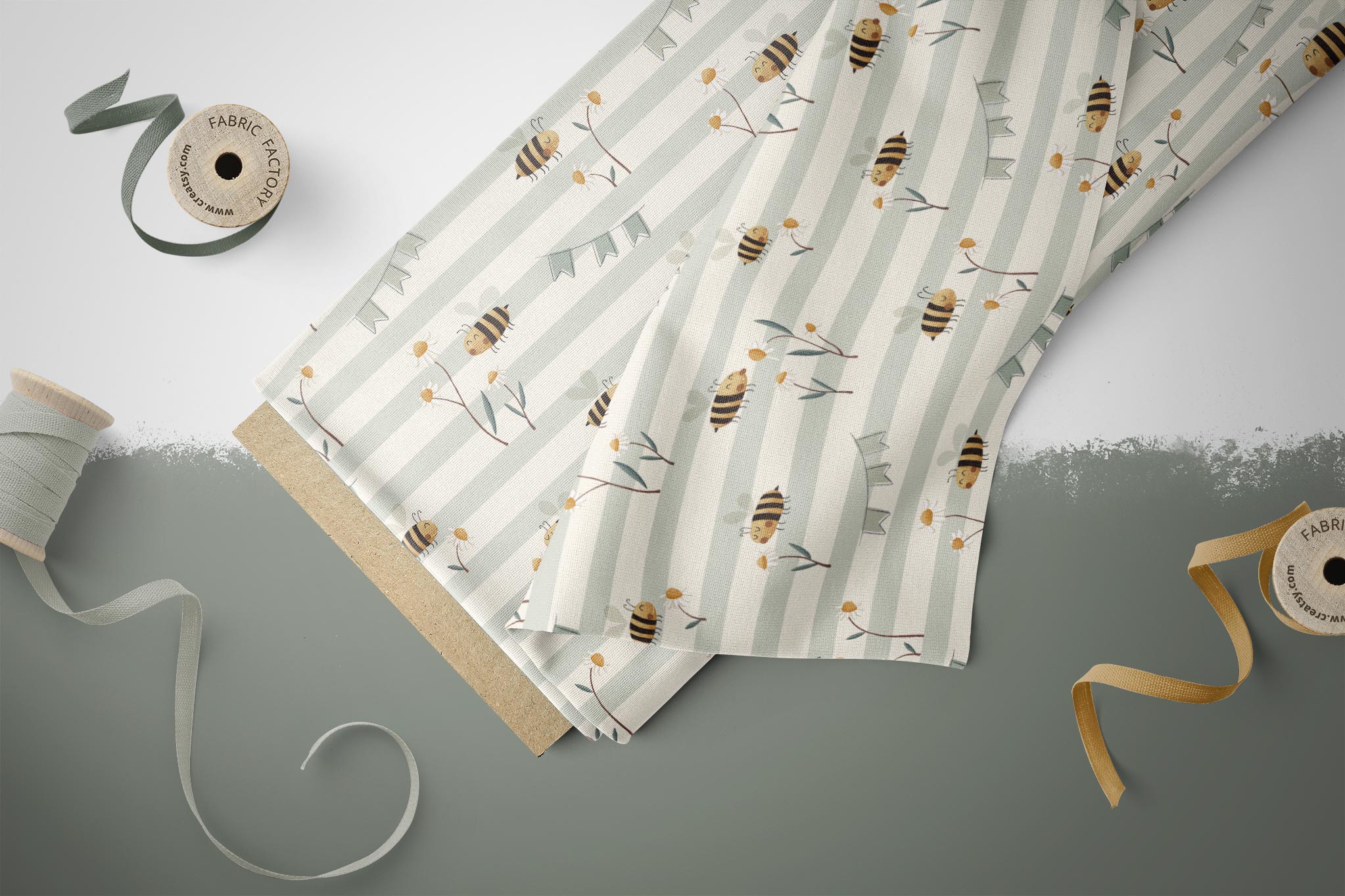 Supersoft Premium Jersey "Happy Bees" sage 0,5 m