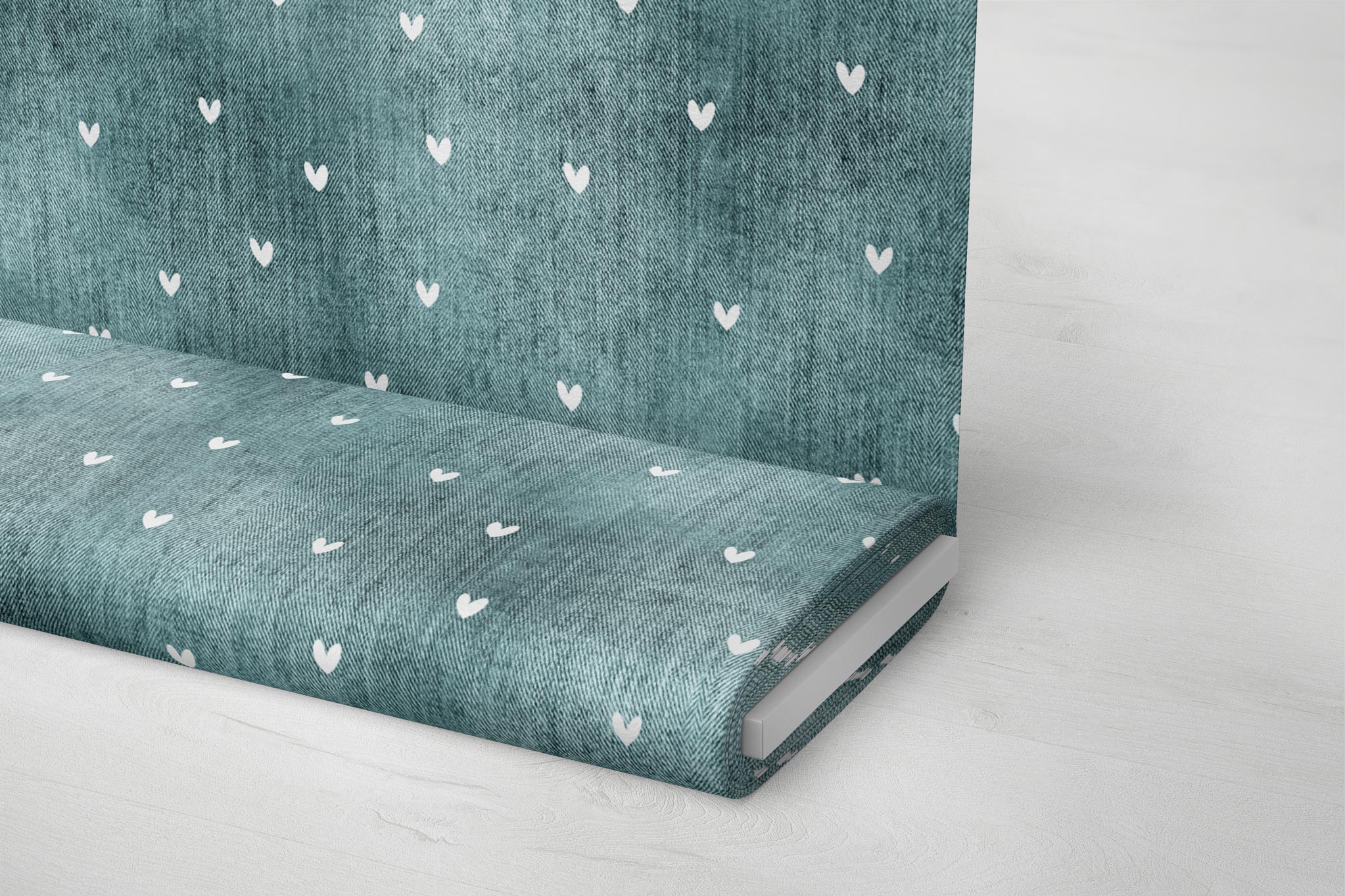 Premium BIO French Terry "Jeansoptik" icy Herzchen 0,5 m