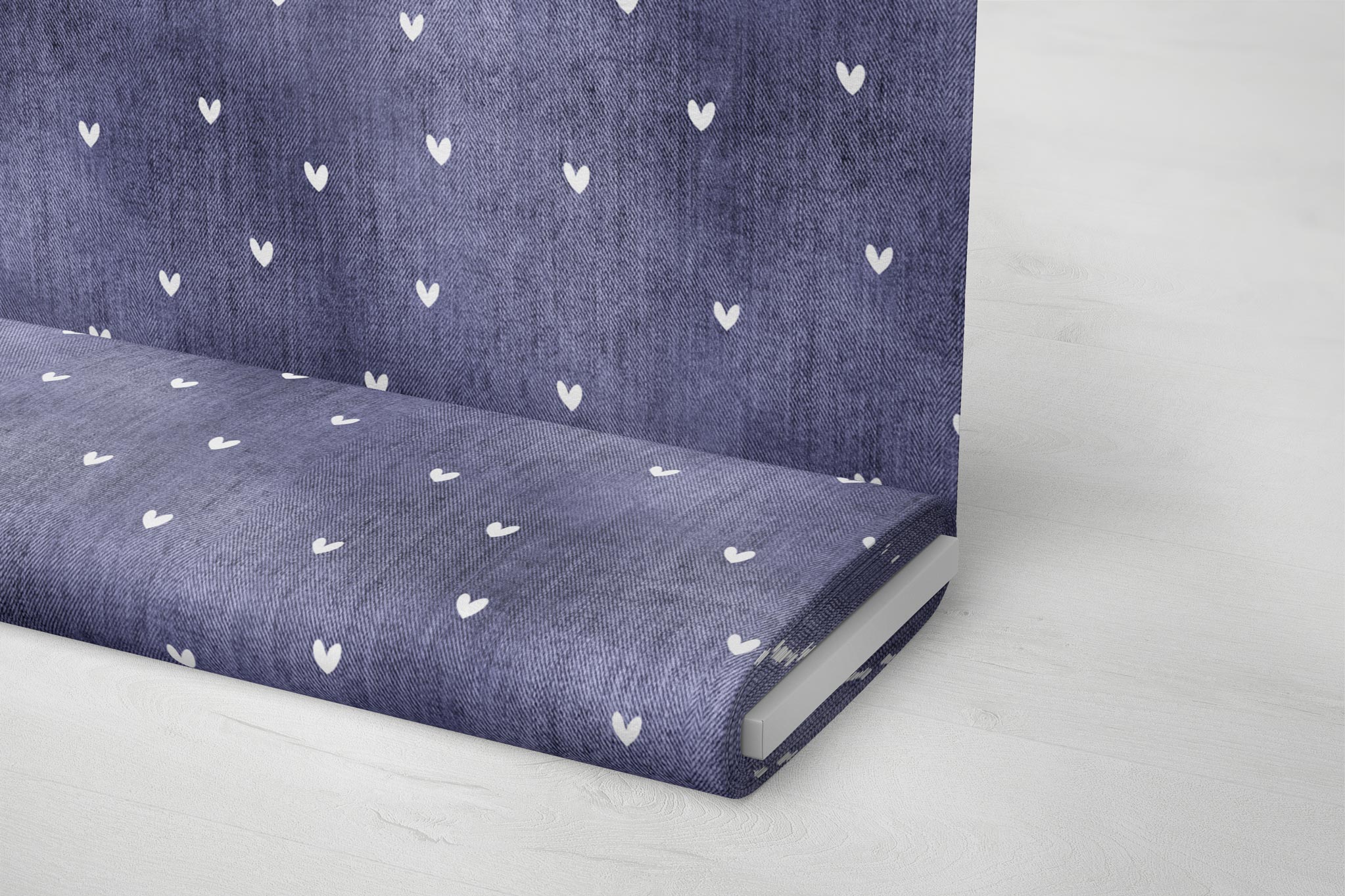 Premium BIO French Terry "Jeansoptik" twilight Herzchen 0,5 m